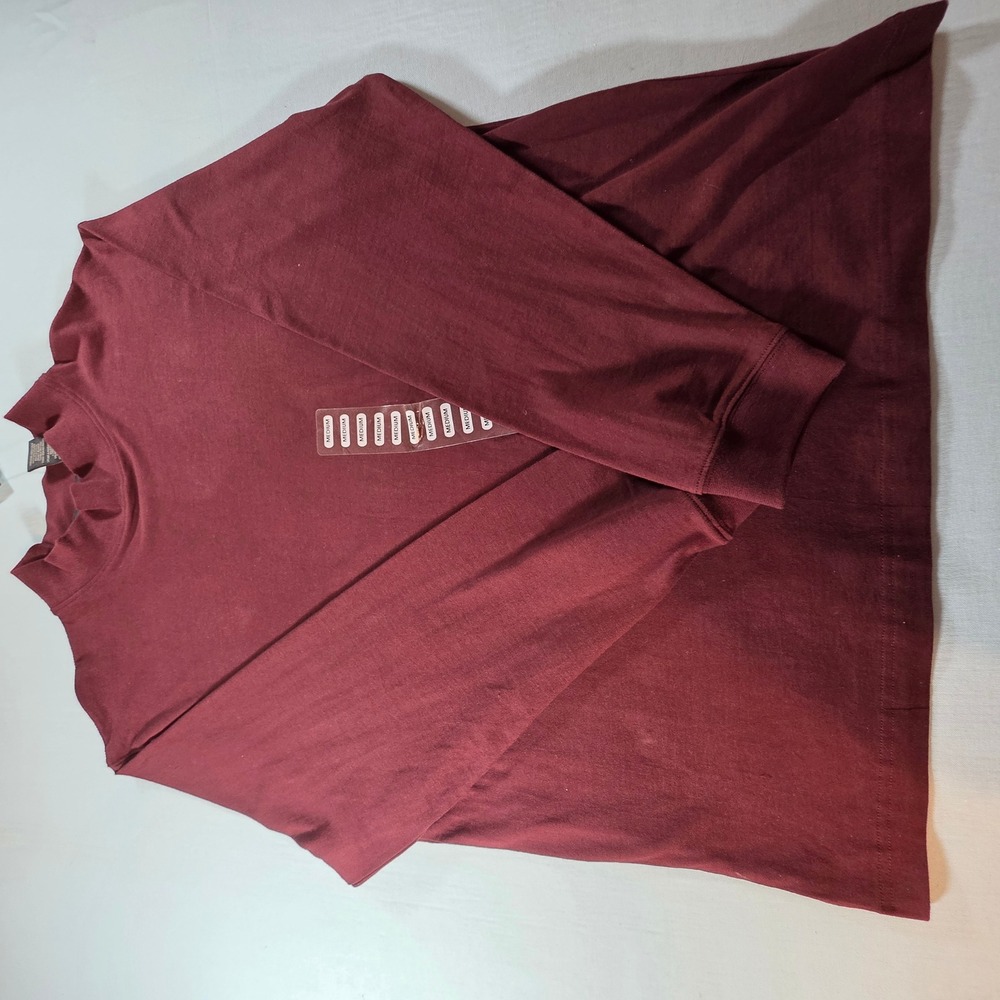 Pierre Cardin Mens Merlot Mock Neck Long Sleeve Shirt Medium 721001 NWT